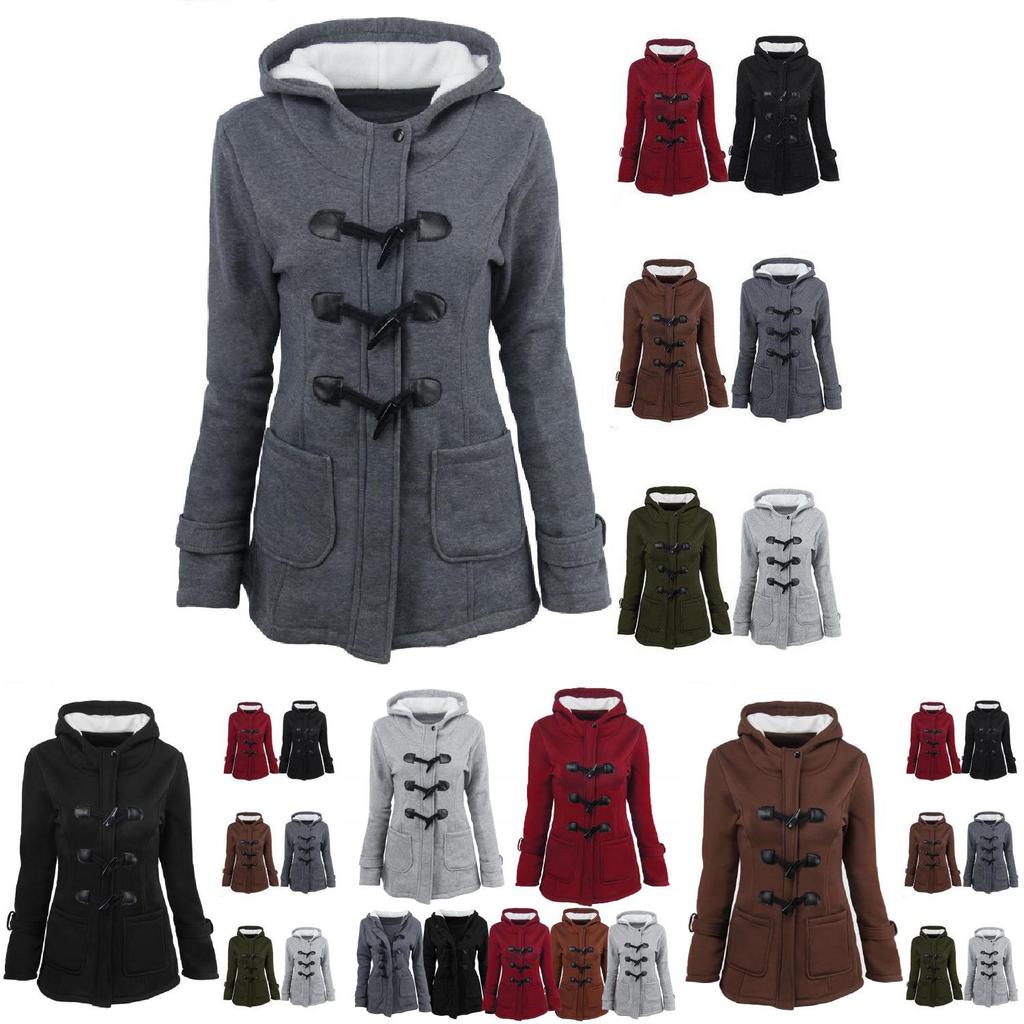 Elegant Women Trench Parka Hooded Coat Jacket Outwear Winter Warm Long Overcoat