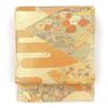 Used Fukuro Obi, Fukuro Obi, Formal Obi, Formal Obi, Ladies, Pure Silk, Gold, Orange, Saga Nishiki, Ekasumi, Flower Cart, Length 430cm, Width 30.5cm,