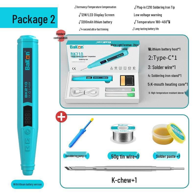 Bakon White Light BK210 USB Wireless Mini Soldering Iron – Portable Electric Welding Pen with Household Tin Soldering Capability.
