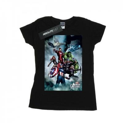 Camiseta feminina/feminina de algodão Avengers Team Montage
