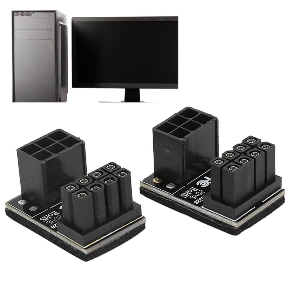 2pcs Power Adapters 6Pin Female to 8pin Male 180 Degree Angled Connector For Desktops Graphics Card