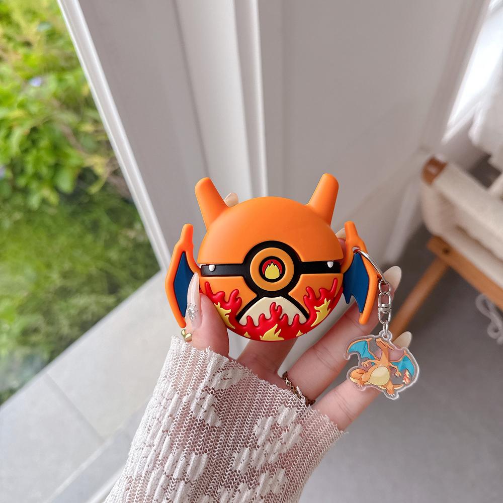 3D Pocket Monsters Charizard Poké Ball Earphone Case For Airpods 4 Pro 3 2 Wireless Bluetooth Headset Protective Cover