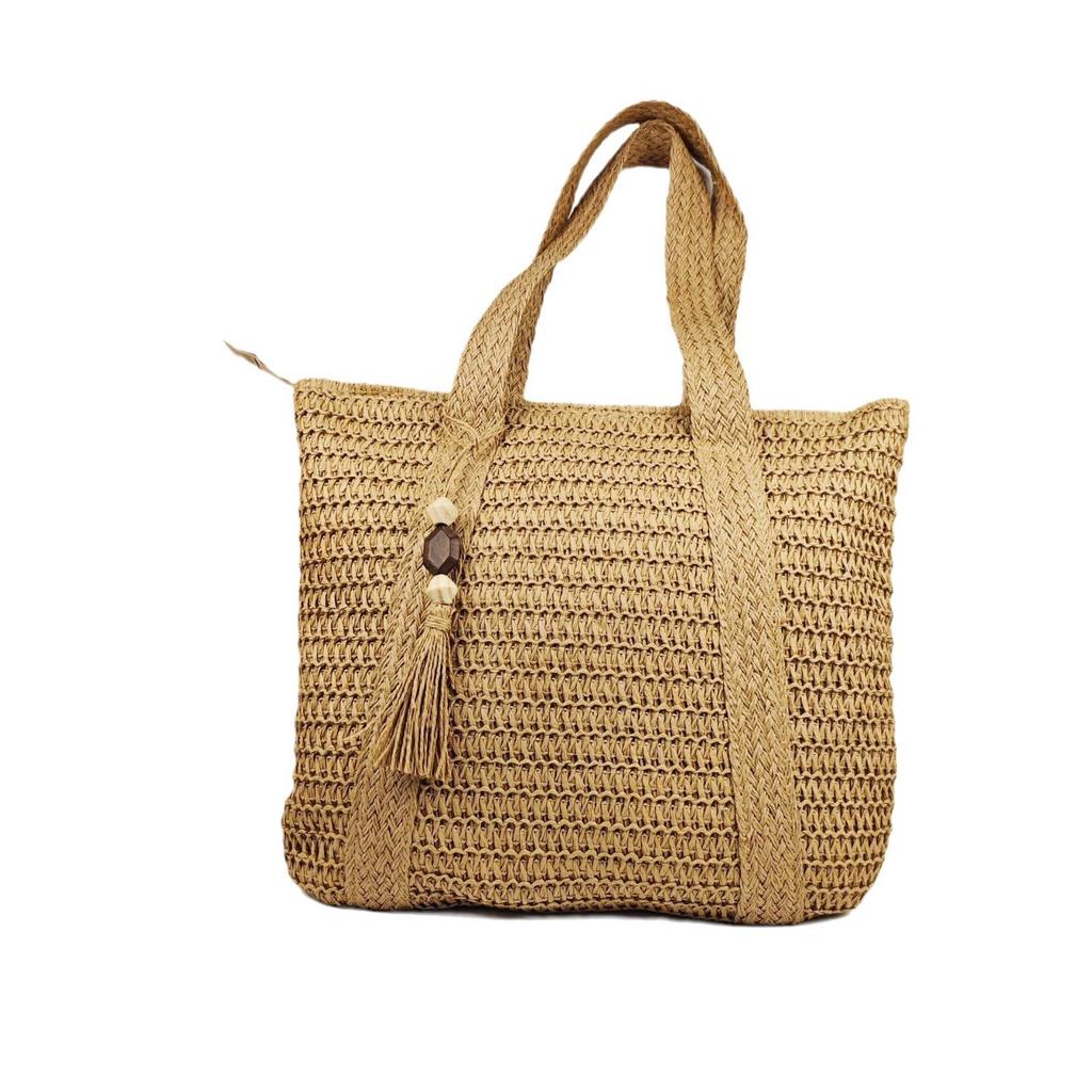2025 Trendy Handmade Forest-Style Woven Straw Tote Bag - Large Capacity Vacation Fashion for Women
