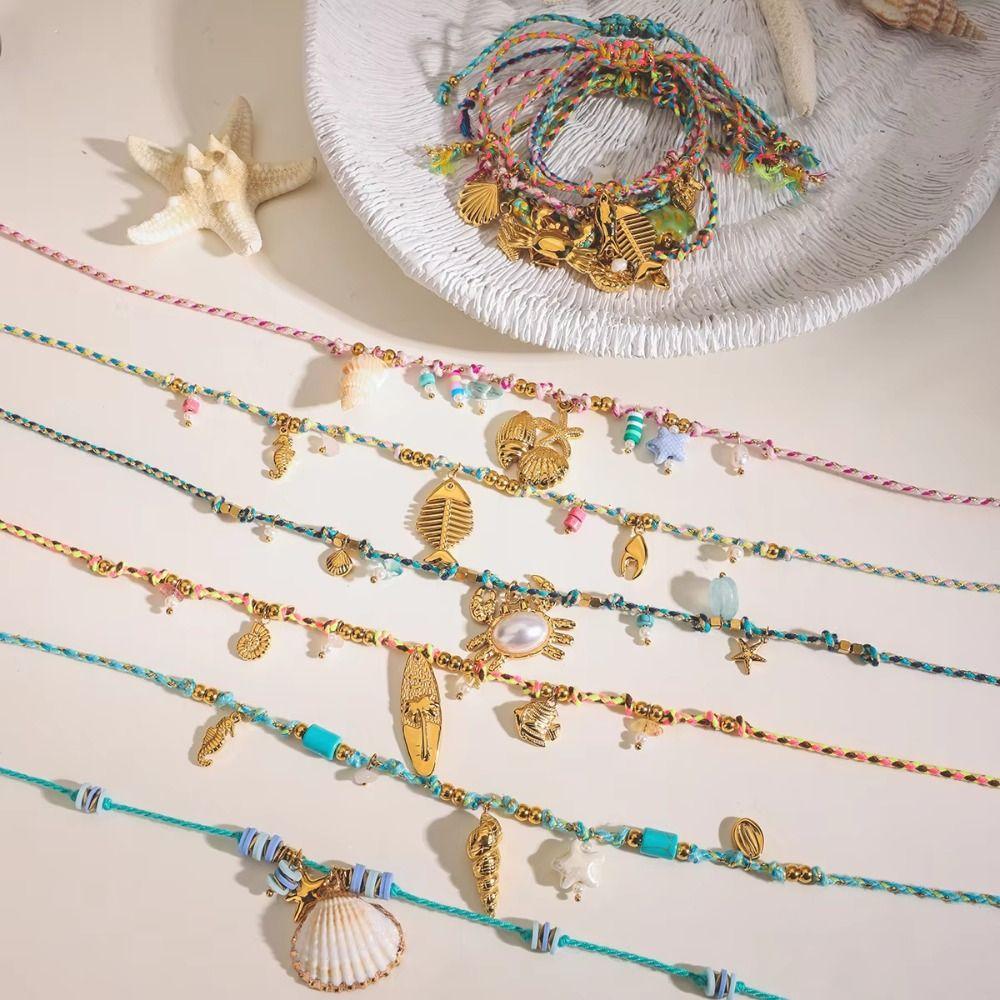 Stainless Steel Choker Necklace Fish/Shell/ Starfish Clavicle Chain Pendant Necklace  Vacation
