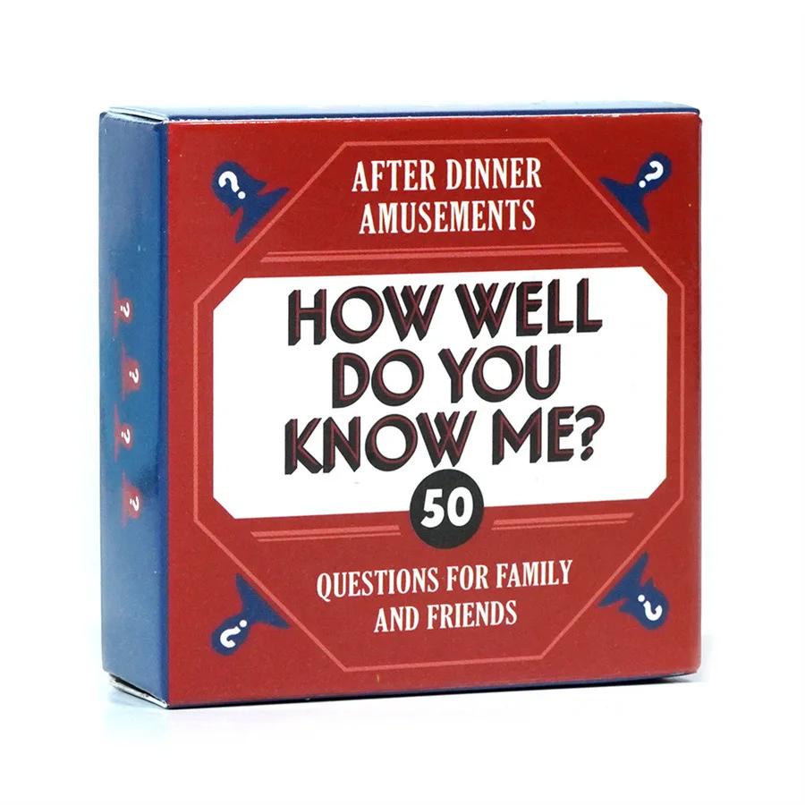 Board Cards Game How Well Do You Know Me After Dinner Amusements Card Games for Family Entertainment and Friends Gathering