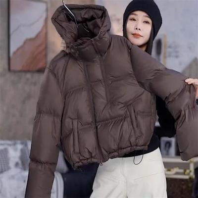 Womens Plus Size Thick Warm Cotton Puffer Jacket With Drawstring Waist Loose Fit Hooded Winter Coat