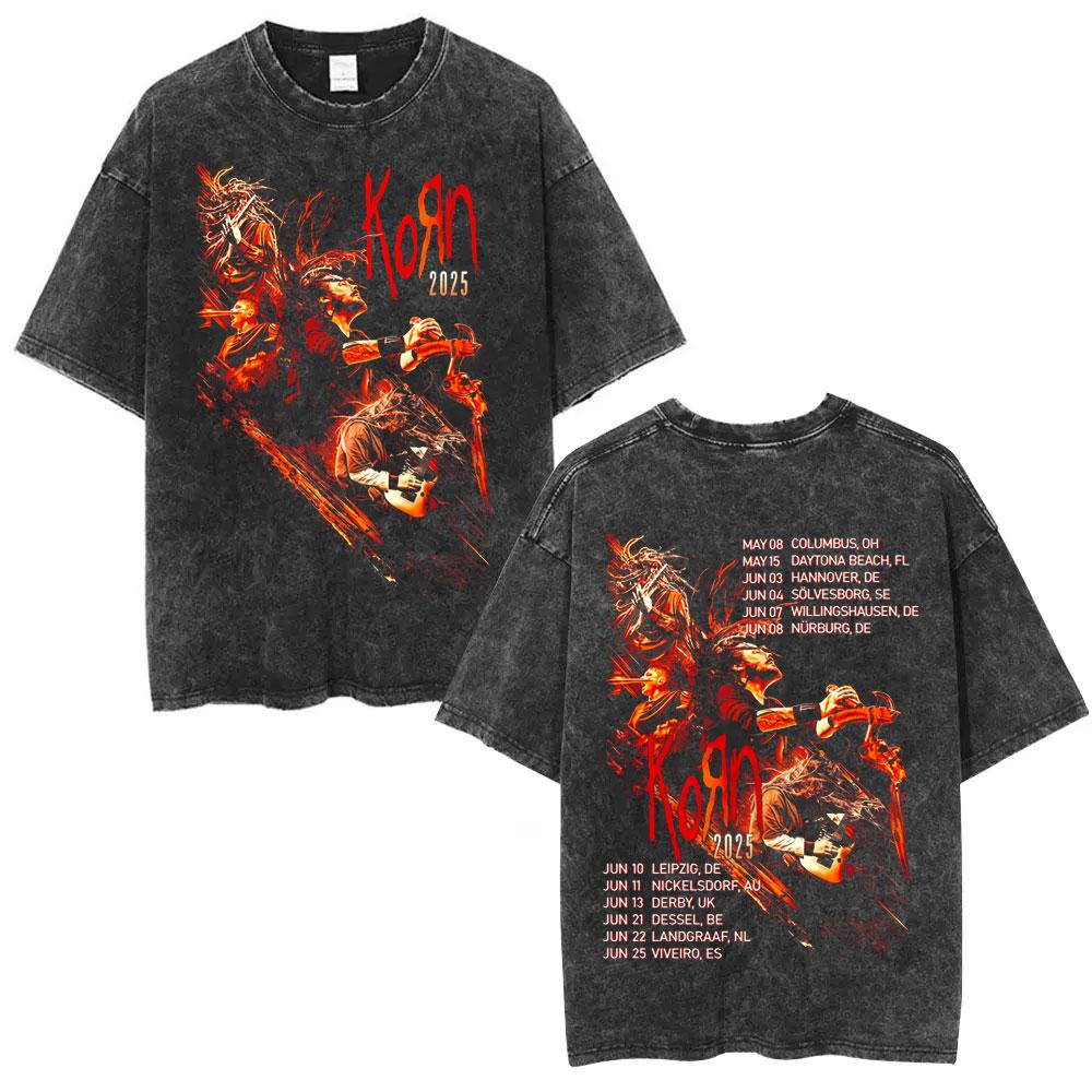 Korn Follow The Leader Got The Life Washed T Shirts Men Women Classic Metal Gothic Rock Band Tshirts Vintage Oversized Tshirt