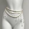 Elegant Multi-Layer Pearl & Tassel Waist Chain with Floral Accents for Women