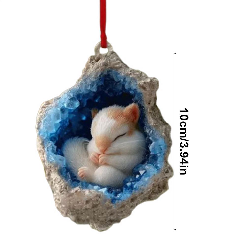 Christmas Raccoon Acrylic Pendant Owl Squirrel Bunny Bird Acrylic 2D Flat Pendant Animal Christmas Ornament Home Decor