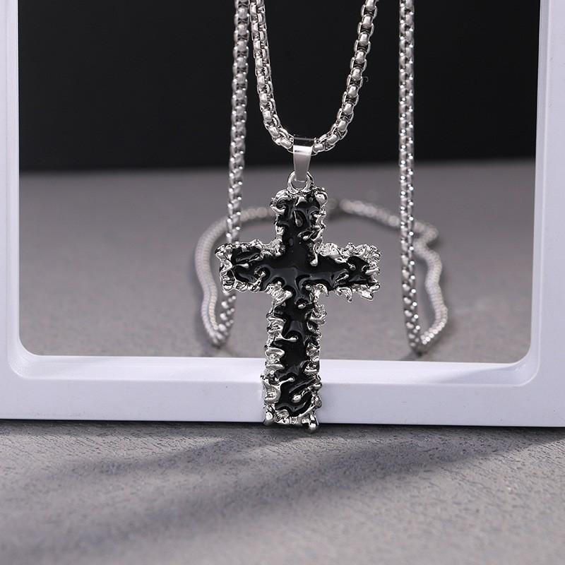 Gothic Baroque Cross Necklace With Stainless Steel And Electroplated Finish For Men And Women