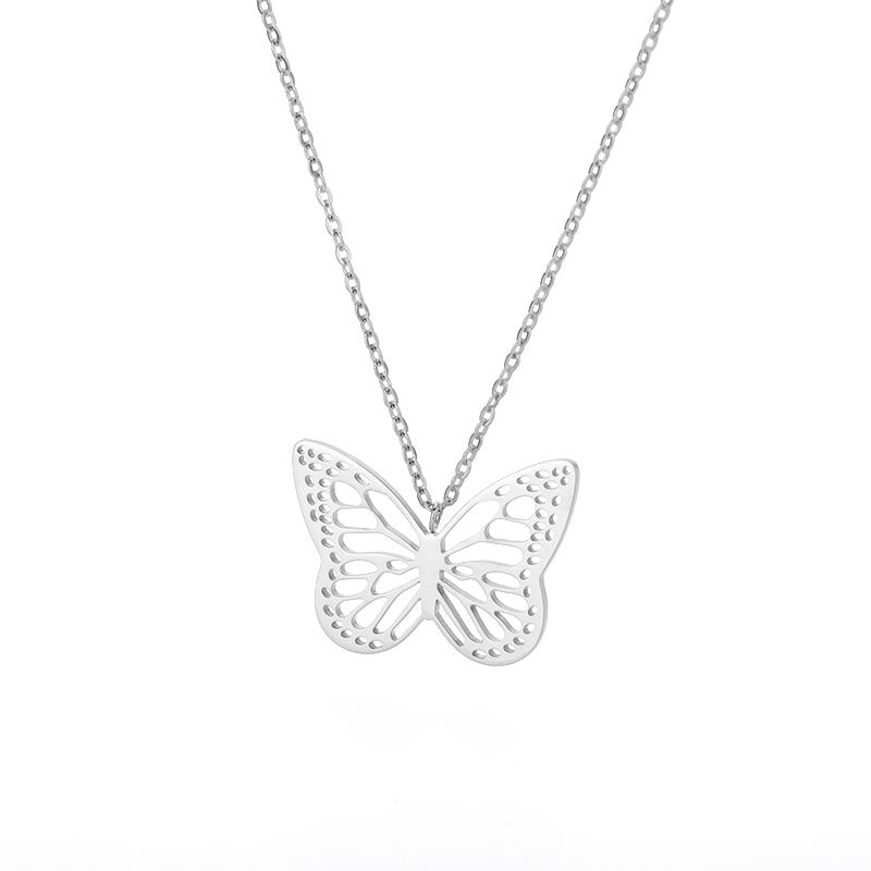 Stainless Steel Butterfly Pendants Necklaces for Women Goth Fashion Gold Color Choker Necklace Aesthetic Wedding Jewelry Gift