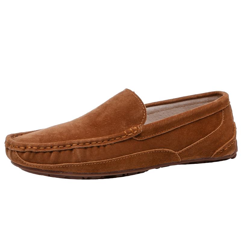 

Мужская обувь класса люкс Мужские замшевые лоферы Слипоны Мужская обувь Модная Универсальная Повседневная обувь Нескользящая обувь для вождения Черный 46 жёлтый