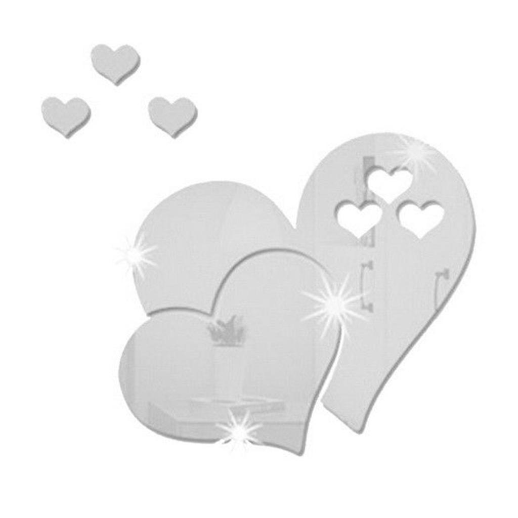 3D Mirror Heart Shaped Wall Decal Stickers  Diy Art Mural Decoration For Bedroom