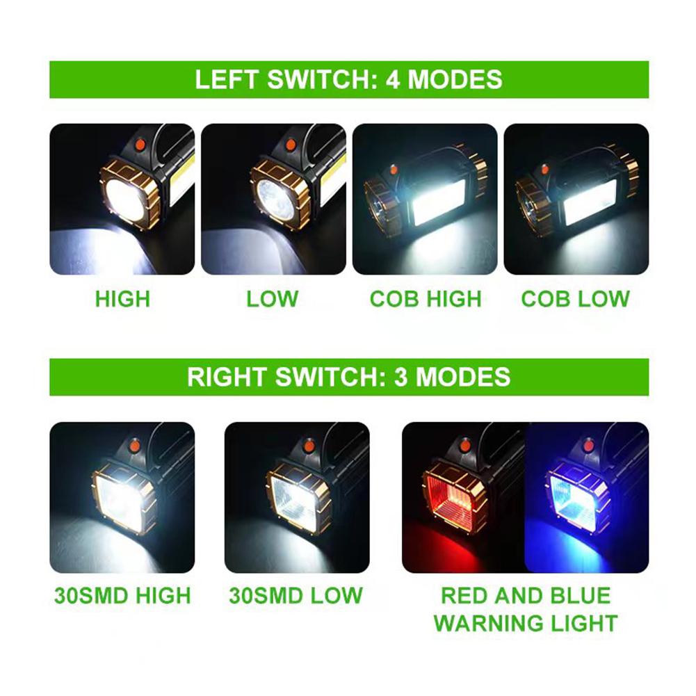 High Power LED Flashlight USB Rechargeable IP44 Waterproof Multifunctional Portable Light Power Bank for Camping Hiking
