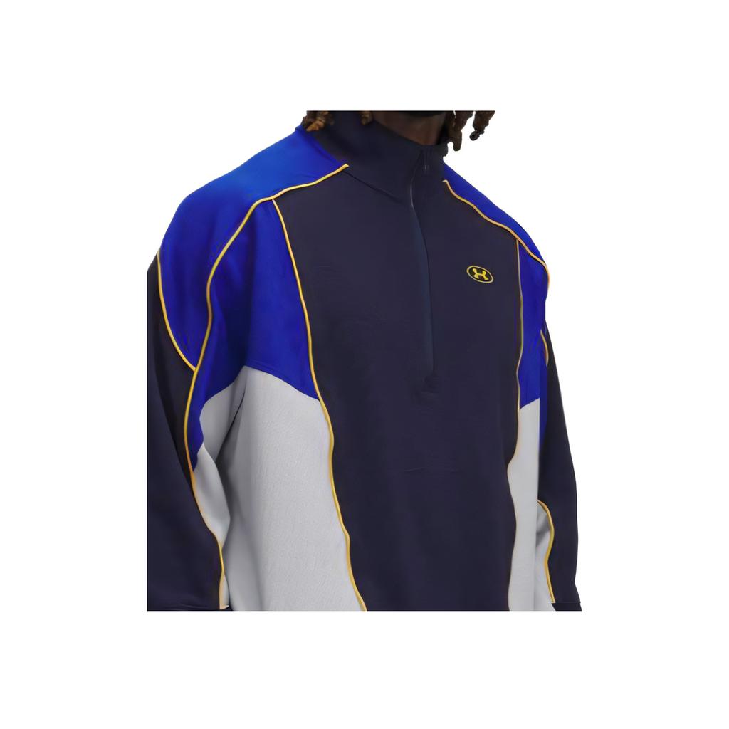 Under Armour Best Level Tricot Comfortable Skin-Friendly Trendy Color Block Brand Logo Jacket Men Jacket Navy-Blue 6000655-410