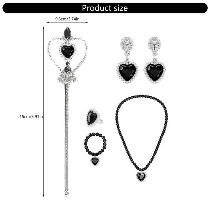 7Pcs Princess Dressing Up Party Accessories Halloween Princess Costume Tiaras Crown Magics Wand Necklace Little Girls