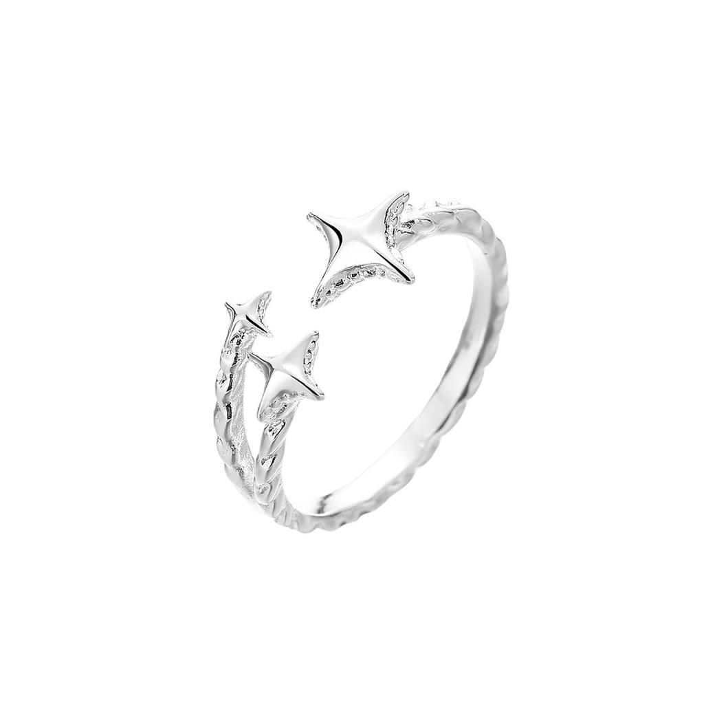 Niche Design Sense Diamond-Set Zir*****Pening Simple Star French Moonstone Ring Women