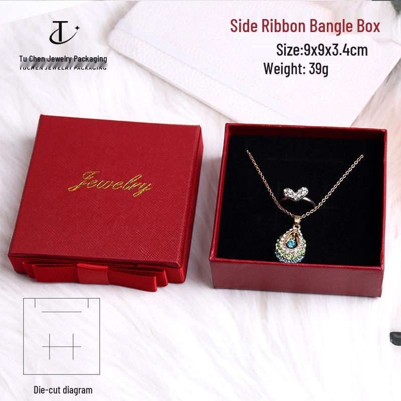 Dárková krabička na šperky pro prsteny, přívěsky, náhrdelníky, náušnice s mašlí