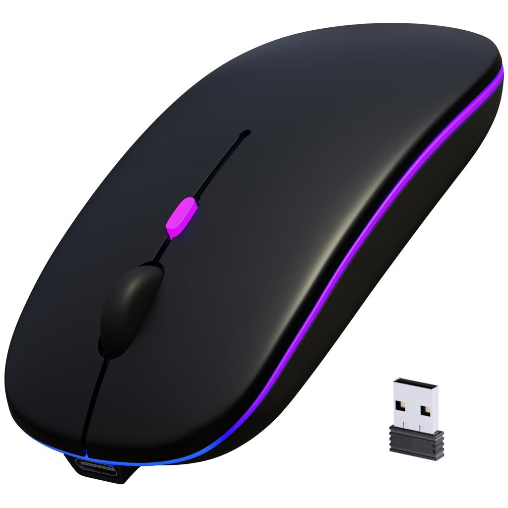 SaikoMausu Wireless Mouse, Bluetooth 2.4GHz, Quiet, Slim, High-Precision, Ambidextrous, Durable, Lightweight, Easy to Grip, Portable, Type-C,