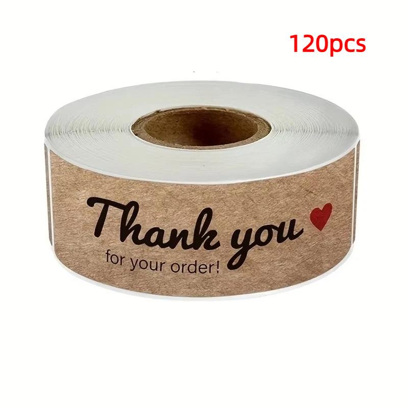 120pcs Thank You for Your Order Stickers Kraft Paper Sealing Stickers Rectangular Stickers for Shop Bakery Thank Customers Gifts