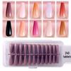 Solid Color Manicure Nail Tips Set with Multi-color Options - 240 Wearable Fake Nail Stickers