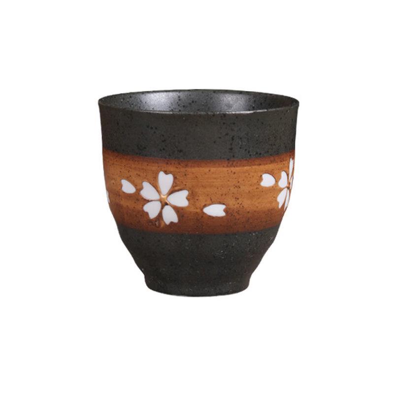 OLOEY Threaded Coarse Pottery Drinking Cups (Set of 2)