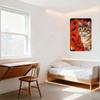 Halloween Tabby Cat with Floral Crown Metal Tin Sign, Spooky Bats & Jack-o'-Lantern Wall Decor for Home Cafe Bar Party Decoratio