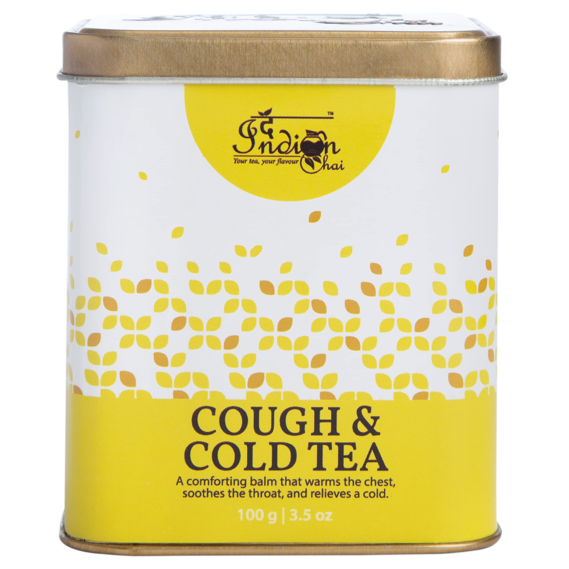 The Indian Chai - Cough & Cold Tea 100g | Herbal Tea with Tulsi, Echinacea, Ginger, Lemon Peel & Honey | Comforting Brew for Throat Soothing