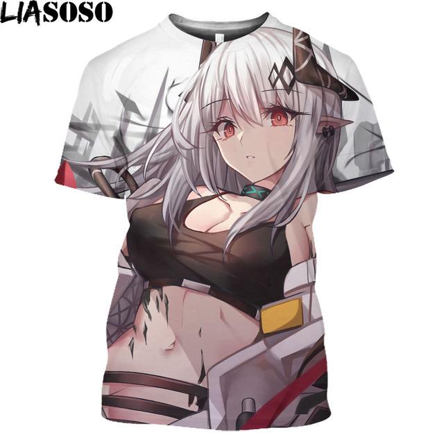 Arknights Vintage T Shirt Men Anime Cosplay Arknights Graphic Tee Casual O-Neck Kawaii Clothes Summer Short Sleeve Plus Size Tops