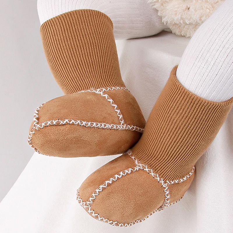 Baby Suede Leather Thick Shoes Infants Winter Plush Warm Booties Fur Girls Booties Unisex Sheepskin Kids Boy Floor First Walkers