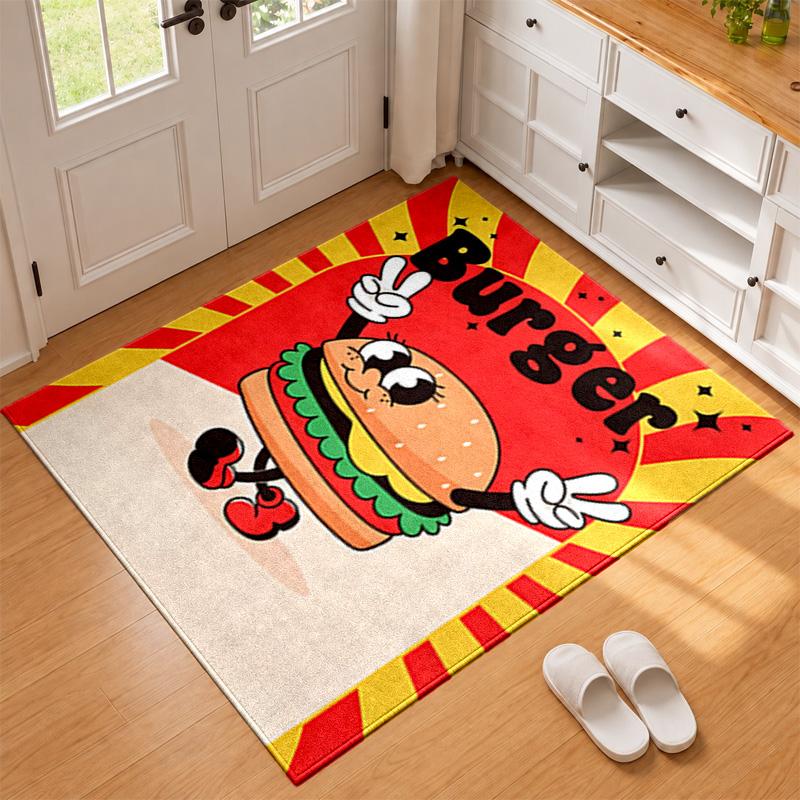 Burger Pommes Carpet Door Mat for Living Room or Bedroom Protective Mat Under Chair Office Decoration Christmas Gift Birthday Present