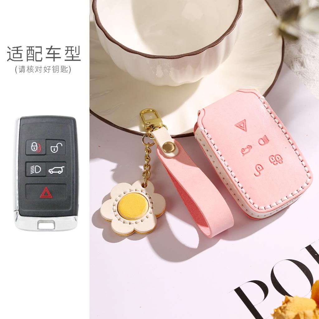 Fit For Land Rover Range Rover Evoque Discovery Sport Velar Fit For Jaguar Xe Xf E-Pace F-Pace Genuine Leather Auto Key Fob Cover Case Auto