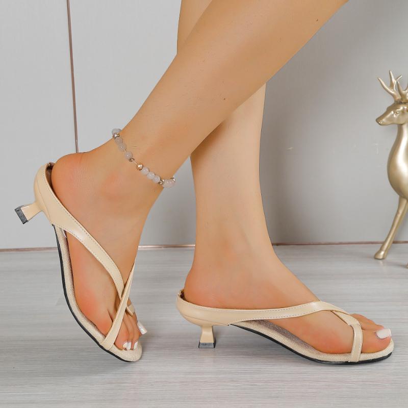 Mode 2025 Neu Heiß Verkaufend Hohe Qualität Einfarbig Eckige Zehenpartie Sommer Damen Hausschuhe Niedriger Absatz Bequeme Damenschuhe Dicker Absatz