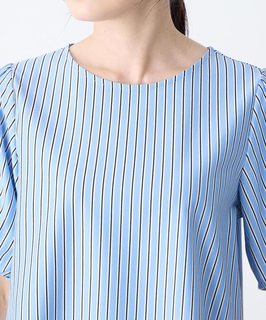 AC by Alpha Cubic Striped Jacquard Blue Blouse, Women's, 353803,