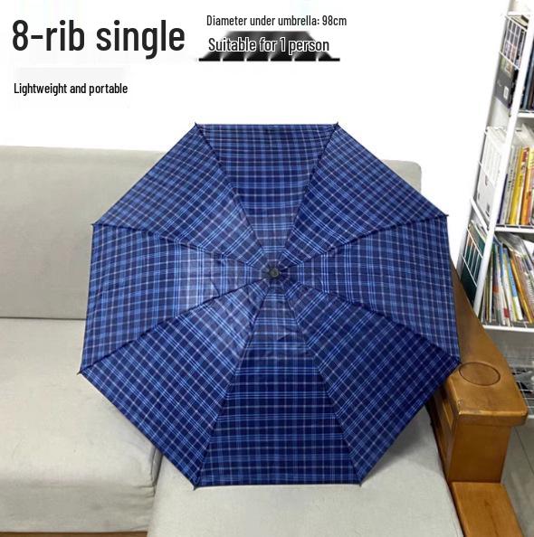 Extra Large Ten-Bone Water-Repellent Plaid Umbrella - British Style for Men & Women, Double/Triple Use