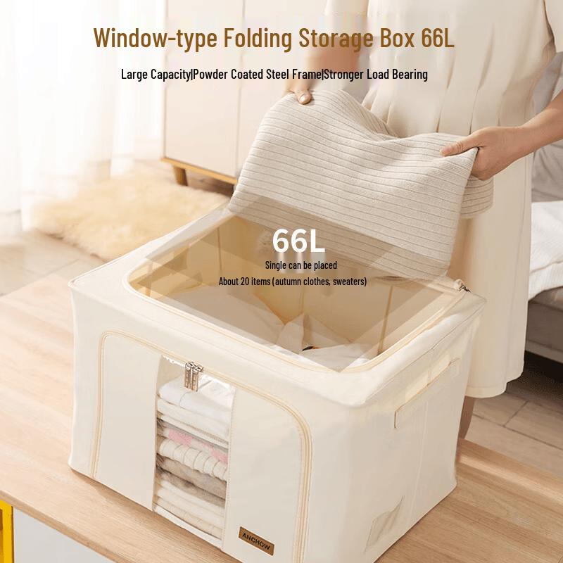 ANCHOW Fabric Foldable Storage Box with Viewing Window