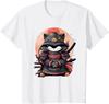 Retro Japanese Cat Samurai tattoo anime streetwear fashion Unisex Hot Sale Crewneck Round Neck Collar graphic Ninja Kawaii TShirt