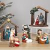 Nativity Manger Ornaments Christmas Resin Nativity Figurine Holy Family Manger Scene for Home Table Christmas Decoration