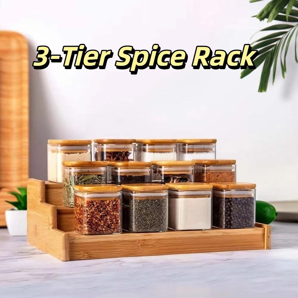 Space-Saving Spice Jar Storage Set Multi-Tier Seasoning Organizer 3-Tier Spice Rack  Restaurant