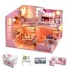 CUTEROOM DIY Wooden Dollhouse Kit with LED Lights Music Dustproof Furniture Miniature Handmade Miniature Gift for Girls and Creative Gift for Kids &