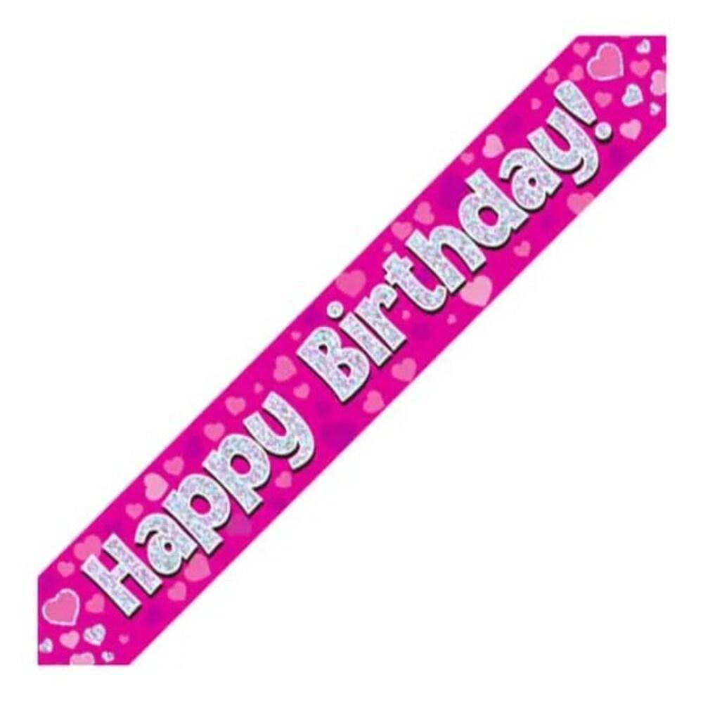 Oaktree Happy Birthday Holographic Banner (Pack of 6)
