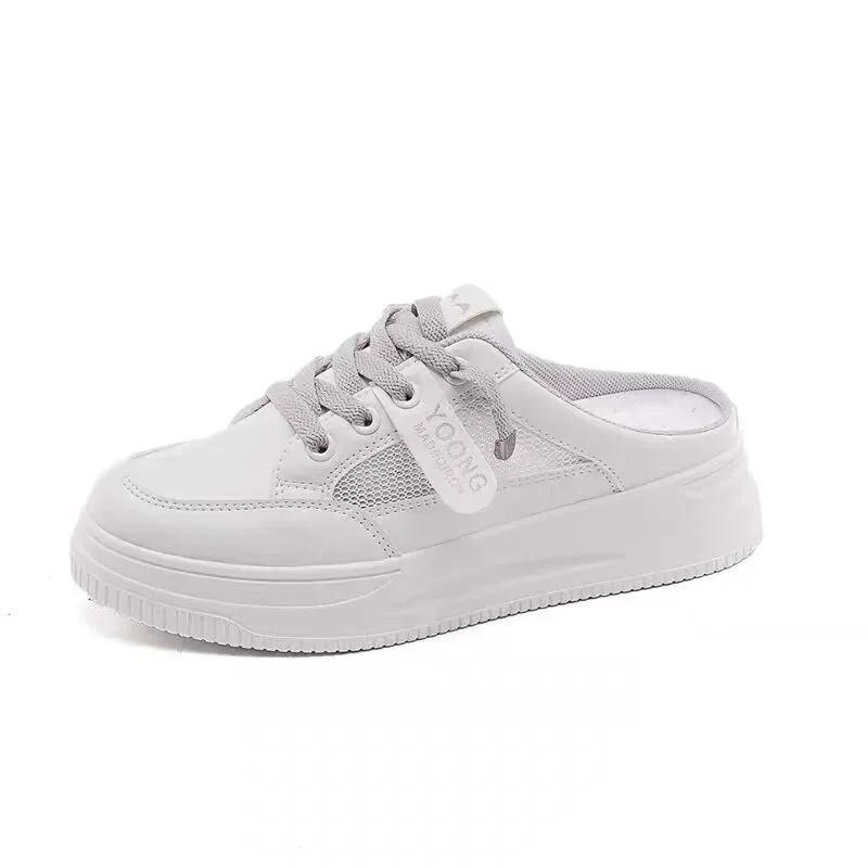 Ladies Shoes 2025 Brand Closed Toe Women's Slippers Fashion Lace-up Summer Mesh Breathable Outside Comfortable Casual Sneakers