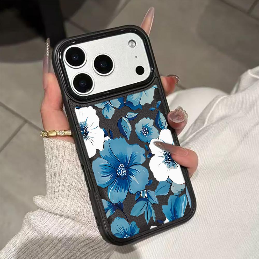 Blue Premium Flower Phone Case For IPhone 17 17Air 16 15 Case For IPhone 11 13 12 14 Pro Max 16 15 14 Plus Cover Case Funda