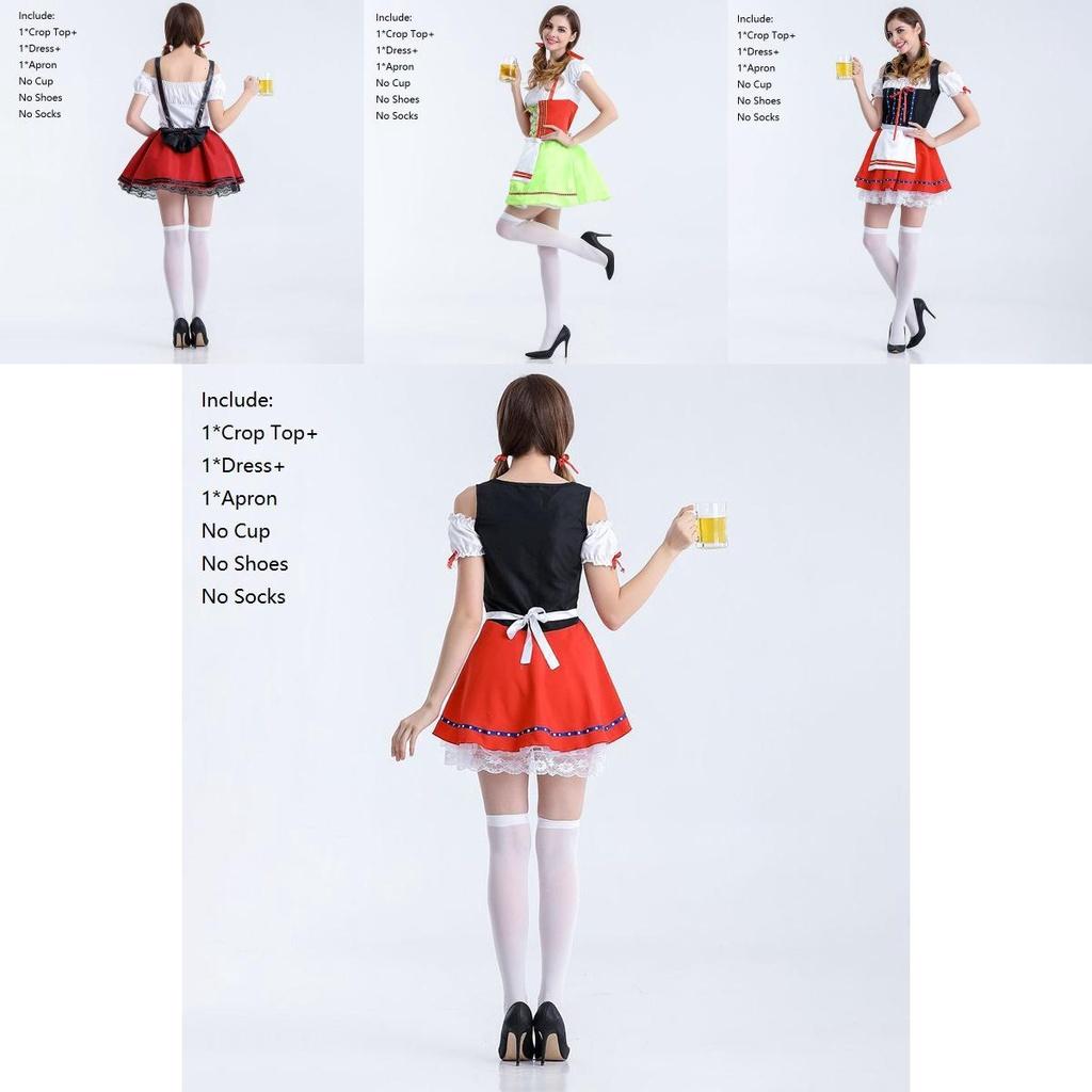 Sweet Vintage Women Oktoberfest Cosplay Costume German Beer Holiday Wench Dress