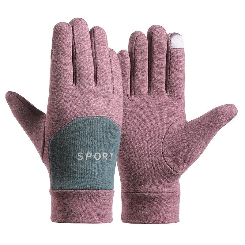 Winter Windproof Waterproof Plus Velvet Warm Touch Screen Autumn and Winter Outdoor Riding Single Layer Composite Gloves