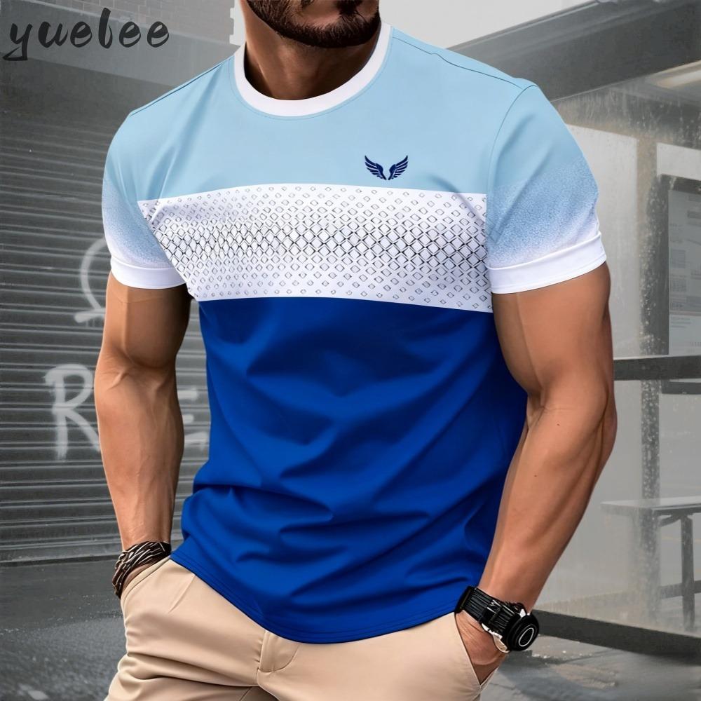 Summer Men's Patchwork T-shirt Men's O-neck Sports Casual Loose Comfortable Short Sleeved Daily Wear Men's Clothing