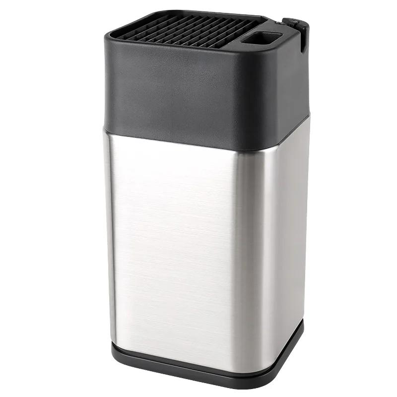 Stainless Steel Standing Knife Holder for 1-10pcs Kitchen Knife with Sharpening Edge and Scissors Socket Block