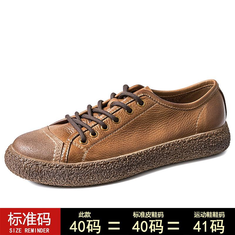 Кожаные белые туфли Повседневная мужская обувь Британские ретро кожаные туфли Мужские — фото 7