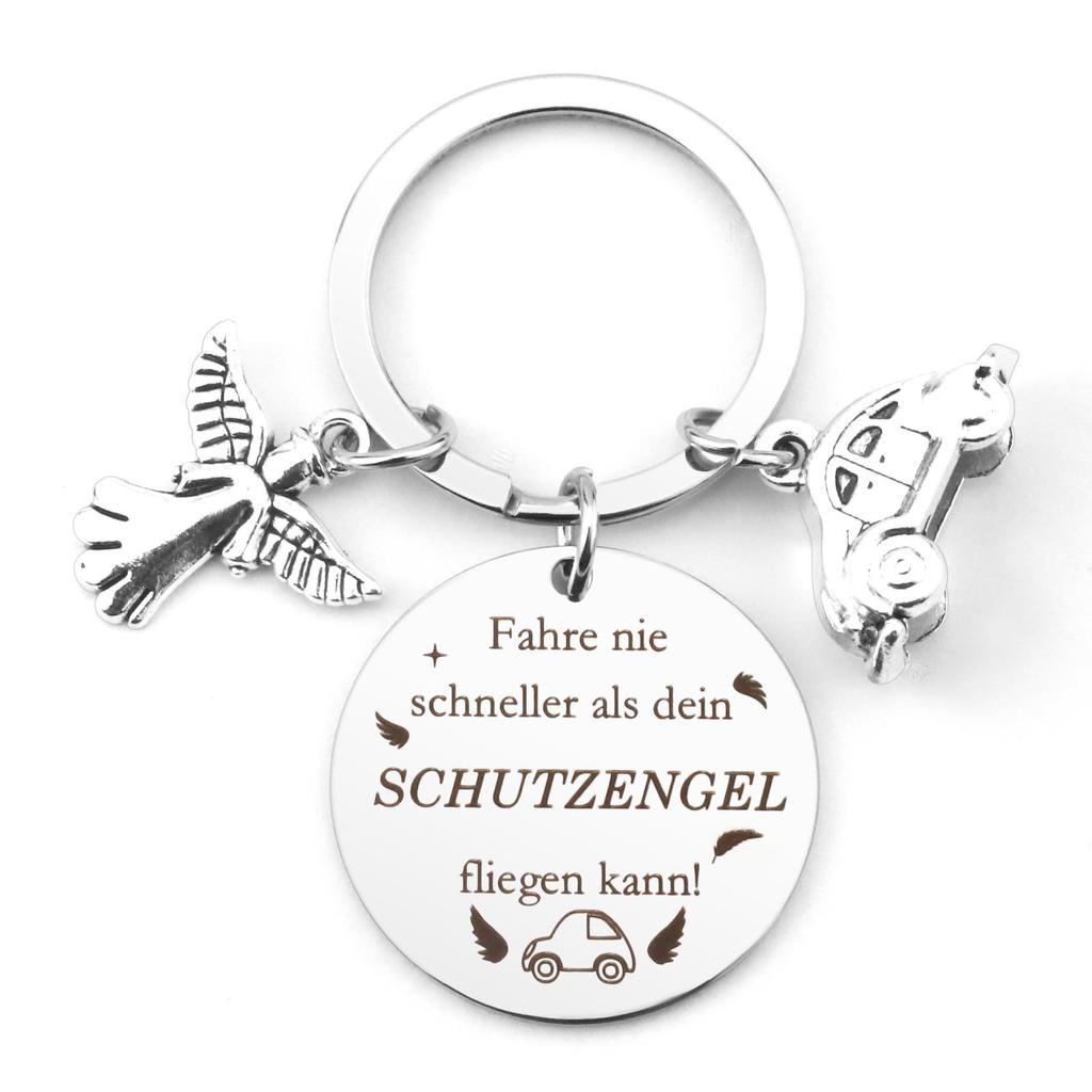 German Driver License Pass Lucky Charm Safe Driving Keychain Guardian Angel Pendant Driver License Gift Keychain for Backpack Bag Pendant