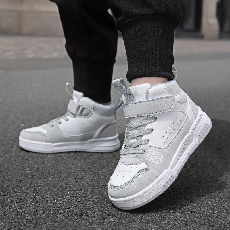 Moteable og praktiske borrelåssko med tykk såle og høy ankel for barn, utendørs fritidssportssko 28-39